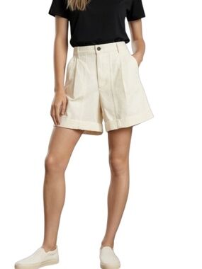 Everlane Tourist Short Cream Ecru High Rise Organic Cotton & Linen Size 4